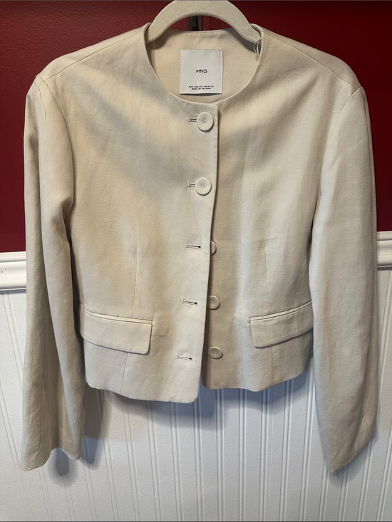 Mango Jackets & Blazers - Mango Linen Cream Button-Front Jacket